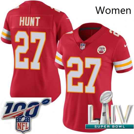 2020 Super Bowl LIV Women Nike Kansas City Chiefs #27 Kareem Hunt Red Team Color Vapor Untouchable Limited Player NFL Jersey